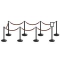 Montour Line Stanchion Post and Rope Kit Black, 8FlatTop 7Tan Rope 8.5x11V Sign C-Kit-7-BK-FL-1-Tapped-1-8511-V-7-PVR-TN-PS